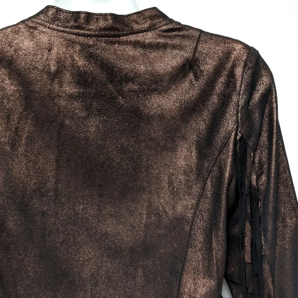 CLEOBELLA Everly Metallic Leather Fringe Jacket S - Picture 7 of 10